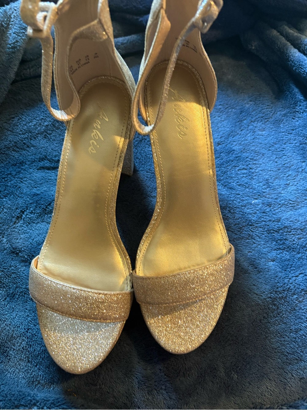 Ankis 9.5 Glitter Platform Block Heel Sandals strappy open toe - Picture 2 of 7